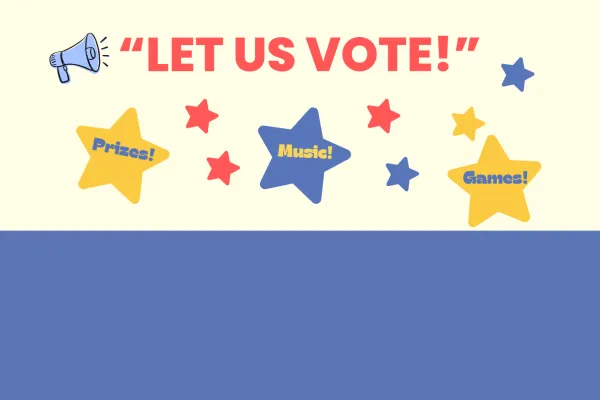 "let us vote" with colofrful stars