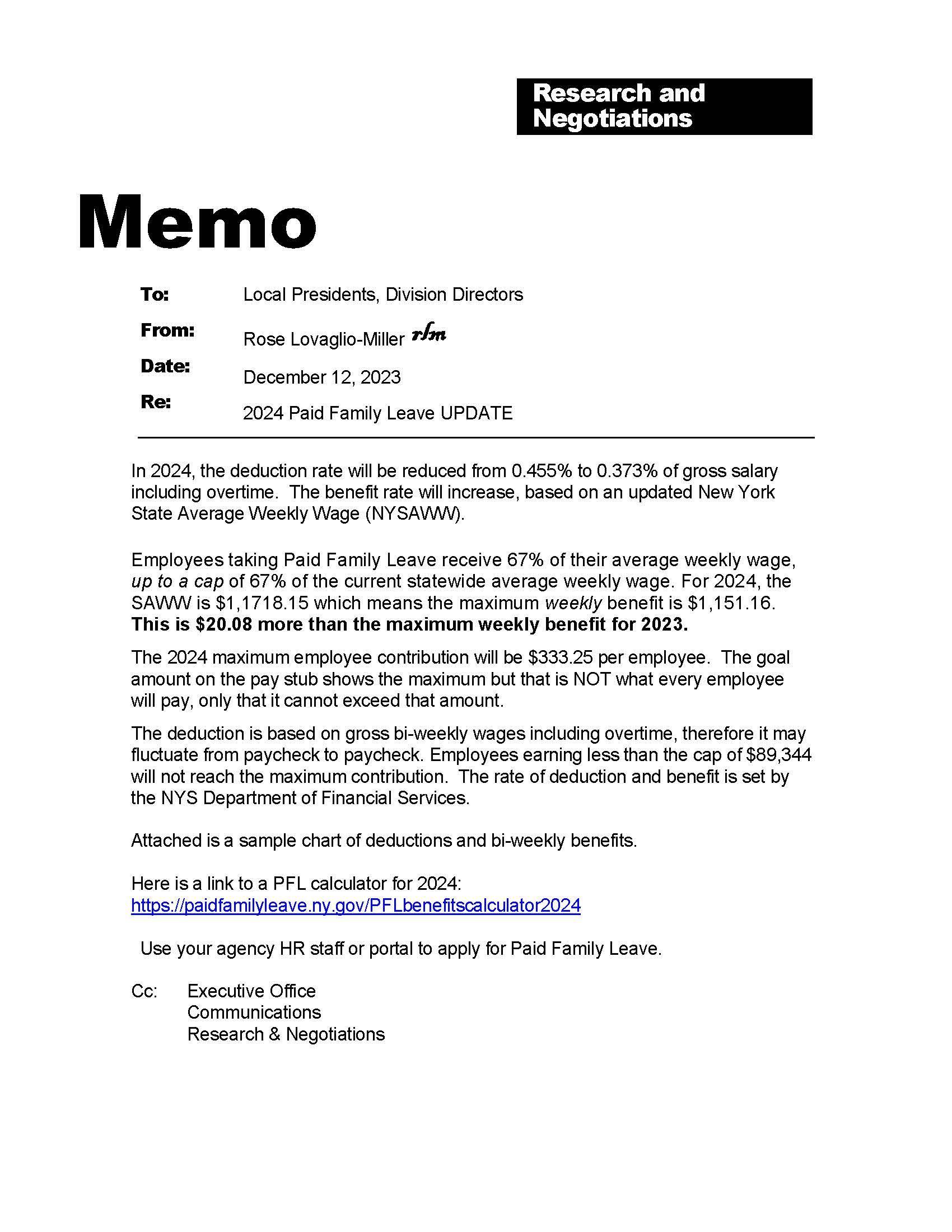 Paid Family Leave Updates (December 2023) AFSCME District Council 37